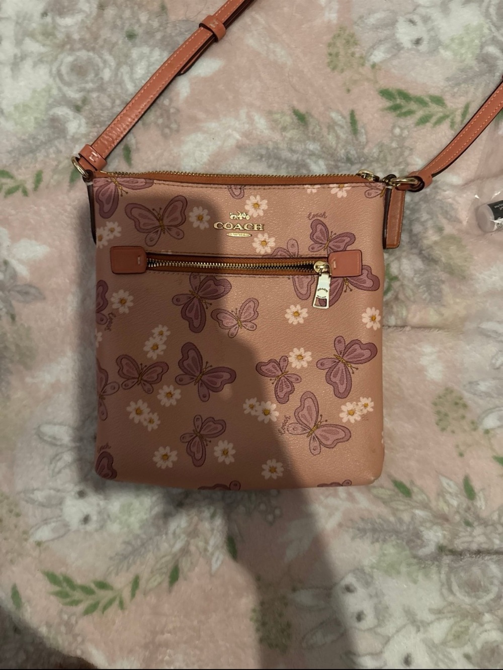 Coach Pink Floral & Butterfly Crossbody Bag